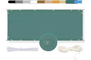 MEEYI Frangivista Frangivento per Balcone 65x250cm Frangivista e Telo frangivento per balconi Telo Frangivista per Balconeper Balconecon Occhielli Corde e Fascetta dal Vento Impermeabile Verde Scuro