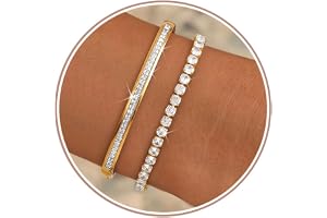 Diamday rostfritt stål armband dam guld stapelbara armringar tennisarmband guld 14 karat förgyllt armband set justerbar med k