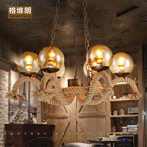 Preisvergleich Produktbild LilaminsThebox Loft industrielle retro Kronleuchter kreative American Edison Restaurant Kronleuchter Diffuse Ostwind sisal Kronleuchtern, 65 * 60 cm