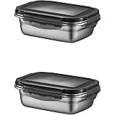 2 Pieces 304 Steel 550 ml Meal Fruit Meat Refrigerator Nutrition Storage Container mt224