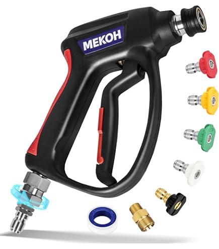MaxAwe High Pressure Washer Gun, M22 14MM Hose Water Washing Cleaner Compatible 1/4 Quick-Connect Nozzles with 5 in 1 Water Nozzle Tip, Car Cleaning Kit Washing Machine Gun Power Wand 4000 PSI
