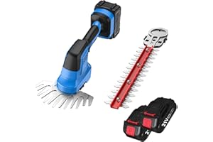 VOLTIX Tagliasiepe a batteria 2 in 1 - Tagliasiepi elettrico con 2 batterie e caricabatterie - Potente e versatile per siepi e arbusti - Design portatile e leggero con lame in acciaio inossidabile