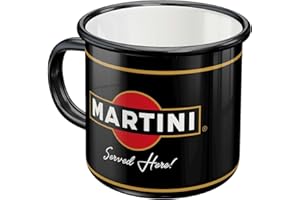 Nostalgic-Art Taza esmaltada retro, Martini - Served Here – Idea de regalo para aficionados a cócteles, Copa para camping, Diseño vintage, 360 ml