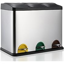 Pattumiera A 3 Scomparti LIFERUN - 24L Totali, Acciaio Inox, Con Pedale, Per La Raccolta Differenziata - Foto 3