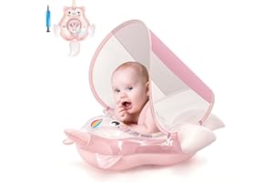 YAAVAAW Unicorn Inflatable Baby Float with Canopy 3-6-12 Months Baby Girl Infant Toddler Baby Pool Float Baby Swimming Float Ring, Baby Inflatable Seat Swimming with Shade Canopy for 6-12-18-36 Months Pink