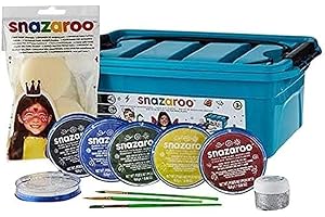 Snazaroo - Maleta, 6 colores y gel brillo con 3 pinceles, 2 esponjas y libro de maquillaje