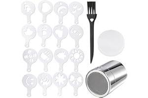 JTMKYO Coctelera de café en polvo con 16 formas de impresión, recipiente de acero inoxidable, adecuado para preparar café, chocolate