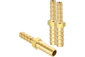 sourcing map 2pcs 5/16"(8mm) to 1/4"(7mm) Brass Hose Barb Fitting Metals Splicer Mender for 3D Printing, Air Compressor, CNC Machine, Dies