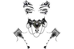 MAKOTO NOBU 4 pcs Gothic Lace Necklace and Lace Ring Bracelet Set, Steampunk Accessories Women Vintage Lolita Bracelet Finger Ring, Black Tattoo Necklace Jewelry for Women Girls Halloween Party Cosplay