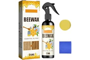 HGERGWW Natural Micro-Molecularized Beeswax Spray, 120ml Ouhoe Beeswax Spray Cleaner & Restorer Bundle, Natural Beeswax Furniture Polish Spray with Sponge and Towel, Wood Furniture Cleaner and Polish (1pc)