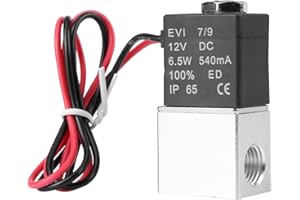 ANGGREK Électrovanne pneumatique,Mini Electrovanne Eau Economiseurs d'eau ,Vanne magnétique 12 V DC 1/4" 2 normalement fermée Valve magnétique rapide pour air Valve huile liquide