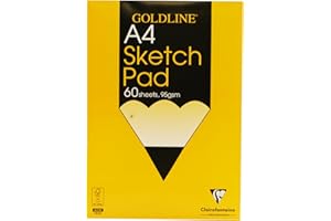 Clairefontaine - Ref GGSPA4Z - Goldline Sketch Glued Pad (60 Sheets) - A4 Size, 95gsm Drawing Paper, Acid Free - Suitable for Sketching with Pencil, Pen, Charcoal & Pastels