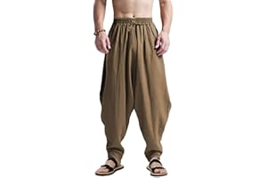 AITFINEISM Pantaloni Harem da Uomo Comodi Pantaloni Elastici in Vita Moda Tinta Unita Casual Yoga Hippies Pantaloni