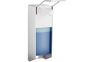 Relaxdays Distributeur Mural désinfectant Savon Liquide, 1000 ML, Cabinet médical Entreprise Bureau, Argent, Plastique, métal, 1 élément