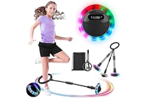 MEISHANG Swing Wheel mit Lichtrad,Kinder Blinkender Springring,Kinder Blinkender Springring Fußkreisel,Springender Ball Blinkender,Faltbarer Flash Jumping Ball,Blinkender Sprungball (Schwarz/B)