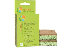 Sonett Eco Wash Up Svamp: Lämplig för känsliga glasögon, rostfritt stål och ytor med lotuseffekt, 2-pack