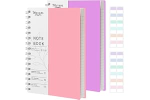 Thboxes 2 Pack Notebook A5 Lined, 400 Pages A5 Notepad Spiral Notebook, 100GSM Thick Paper for Women Men Office School, 24 Labels, 14.5 X 21 cm