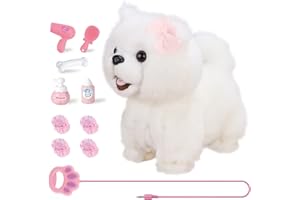 RuiDaXiang Chien en Peluche électronique avec Laisse télécommandée, Chien de Compagnie interactif réaliste avec Accessoires, pour garçons et Filles de 3 à 6 Ans.