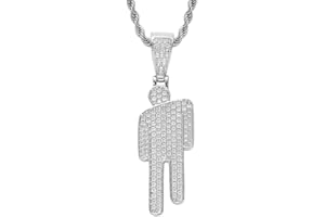 BEIBXHQQ 1 Hip Hop Necklace, Fashion Necklace, Diamond Necklace, Street Style Necklace, Stainless Steel Necklace, Couple Pendant Necklace, Rap Necklace, Suitable for Party, Party, Birthday (Silver)