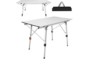 AUTOFU 3ft Heavy Duty Folding Table - Portable Dining Tables with Height Adjustable, for Catering, Camping, Picnic, BBQ, Patio, Garden Party Dinner Trestle Buffet Wedding Market | Indoor & Outdoor - Sliver