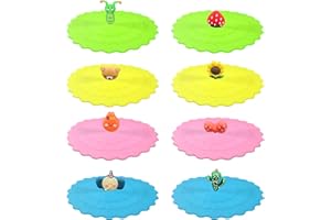 MIHURO 8 Stück Silikondeckel für Gläser, 10 cm Deckel für Gläser, Wiederverwendbare Silikon Glasabdeckung Cartoon Deckel für Trinkgläser für Tasse, Becher und Trinkgläser