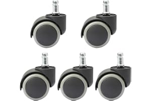 Chair Castors Heavy Duty Chair Wheels heedpeiur 5 Pcs Rubber Castors for Furniture, Office Chair Wheels for Desk Chair Rotate 360 Degrees Chair Casters Replacement Hard Floor Castors for Office Chair