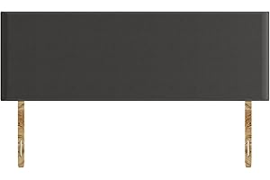 SANA SLEEP Plain Damask Cotton HeadBoard - Luxury 20" Upholstered Design for Divan Beds - Multiple Fabric Options for Bedroom and Hotel Furniture- 4FT6 Double - Grey