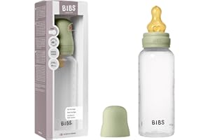 Biberon Baby BIBS 270 ml - Tettarella in lattice di gomma naturale - Anti-coliche, senza BPA, tettarella tonda, flusso medio, leggero e facile da pulire, per neonati 0+ anni - Sage