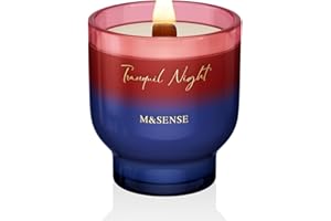 ‎M&SENSE M&SENSE Świeca zapachowa 270 g, spokojna noc z trzeszczącym drewnianym knotem, palące się świece zapachowe z wosku sojowego w szkle, luksusowy prezent dla kobiet, nietoksyczna świeca do aromaterapii