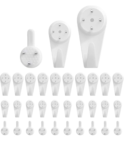 Set Di 25 Piastrine Per Appendere Quadri - Foro Tondo, Colore Bianco, Per Specchi E Decorazioni | Facile Installazione - Foto 4