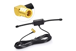 Eightwood DAB Wzmacniacz do Radia Samochodowego SMB Adapter Patch Aerial DAB+ Uchwyt na Szybę Samochodową Kompatybilny z Blaupunkt Pioneer