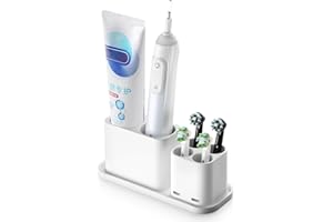 ALOCEO Porta Spazzolino Elettrico per 4 Testine Supporto Porta Testine per Spazzolino Elettrico per Testine, Portadentifricio Plastica, Bianco