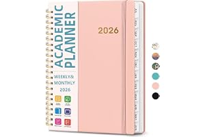 YelaJoy 2026 Planner, Weekly and Monthly Calendar Planner Book, January 2026 - December 2026, Hardcover Spiral Planner with Monthly Tabs, Notes Pages, Perfect for Women & Men, A5 (6.4" x 8.5")