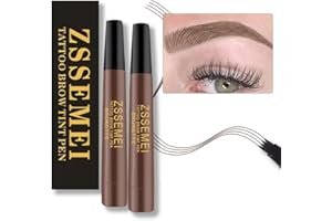 ZSSEMEI Wasserfester Augenbrauenstift – Upgrade Microblading Tattoo Brauenstift, Natürlich Aussehende Augenbrauen Mühelos, Eye Brown Make-up, Hält Den Ganzen Tag über (Brunette - 2 PCS)