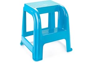 Acan Sgabello Domus in plastica con gradino in blu chiaro 44 x 42 x 45 cm,