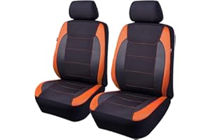 ‎FLYING BANNER Flying Banner Gabardine Vordersitzbezüge aus Netzstoff, Airbag-kompatibler Schutz, universell für die meisten Pkw, LKW, Lieferwagen, SUVs (schwarz und orange)