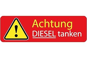 DYKGRAAF 5 Stück Aufkleber Achtung Diesel tanken für Tankdeckel, PKW, LKW, Mietwagen UV-Schutz