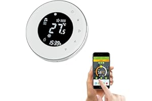 Qiumi Termostato WiFi, Controlador de Temperatura, Aire Acondicionado Inteligente, Controlador de Temperatura programable, con Pantalla LCD de 2 Tubos, Funciona con Alexa Página de Inicio de Google