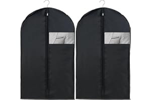 hautllaif 2 Pcs Suit Bags,Foldable Dress Bag,Garment Bags with Clear Window Black Zipper, Dust-Proof Clothes Covers for Home Storage for Coat, Jacket, Clothes (24'' x 40'')"