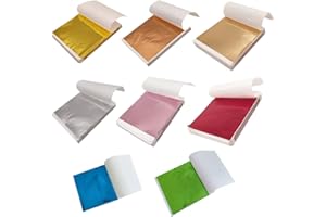 BEPSYOM 90 Piezas Pan de Oro Multicolor, 12 Colores, Decoraciones para Uñas, Manualidades, Pintura, Clavos, Paredes, Muebles, Pan de Plata (9x9cm) (Multicolor)