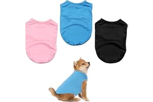 PLLIOCSE Dog T Shirts 3 Pack, Dog Summer Clothes Breathable Dogs T-shirt, Dogs Cats Soft Cotton Vest Tee Sleeveless for Small Medium Dog Clothes (M)