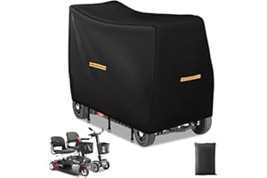 DOCEPERT Mobility Scooter Covers for Outside Storage,420D Oxford Fabric Mobility Scooter Cover Accessories for 3 & 4 Wheel Mobility Scooters,Wheelchair Cover,4 Reflective Strips,3 Buckles (L 50" x 23" x 39")