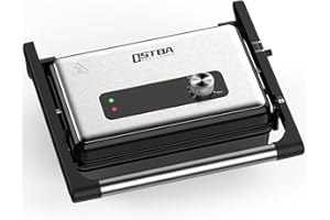 KITPRESENT OSTBA Kontaktgrill, Sandwich Toaster & Panini Grill, XXL-Antihaftplatten, 1500W, Automatische Temperatur, Kontrollleuchten, Cool-Touch-Griff, 2-Scheiben