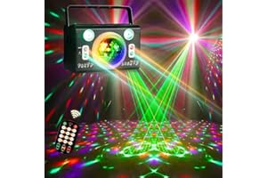 FINDISCO Sound Activated,4 Lens Patterns Show Disco Ball Lights for Birthday Parties,Stage Light, Par Strobe Lights, Holiday Christmas Wedding Event Halloween Karaoke DJ Club Bar Decoration
