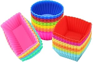 IELEK Silicone Cupcake Muffin Baking Cups Liners 36 Pack Reusable Non-Stick Cake Molds Sets
