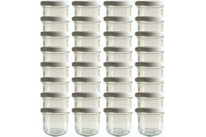 hocz Preserving Jars Set, Quantity 50 Pieces, Capacity 125 ml, with Screw Lid, Lid Colour, Jam Jars, Preserving Jars (White, Pack of 50)