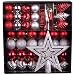 Produktbild 50 tlg. Set Weihnachtskugeln Baumschmuck Weihnachtsbaum Tanne Deko Baum Kugeln, Farbe:Rot_Silber