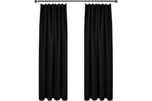 Deconovo Cortinas Opacas de Dormitorio Moderno Suave para Ventanas de Habitación Juvenil con Doradillas 2 Piezas 107 x 242 cm Negro