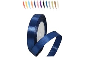 MORAINJAY 15mm Bleu Marine Ruban Satin,1.5cm Ruban Rouleau pour Emballage Cadeaux,23 Mètres Satin Ribbon Roll pour Bouquets,Ballon,Couture,Nœuds,Gâteau,Décoration de Mariage/Anniversaire/Noël/Fête