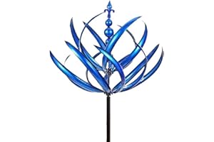EPHEYFIF Vibrant Metal Wind Spinner, Garden Decoration Art Rotating Windmill Outdoor Ornament Yard Sculptures Weather Resistant Patio Decor Lawn Decoration Metal Craft 20x90cm in Blue Red Purple Green(Blue)